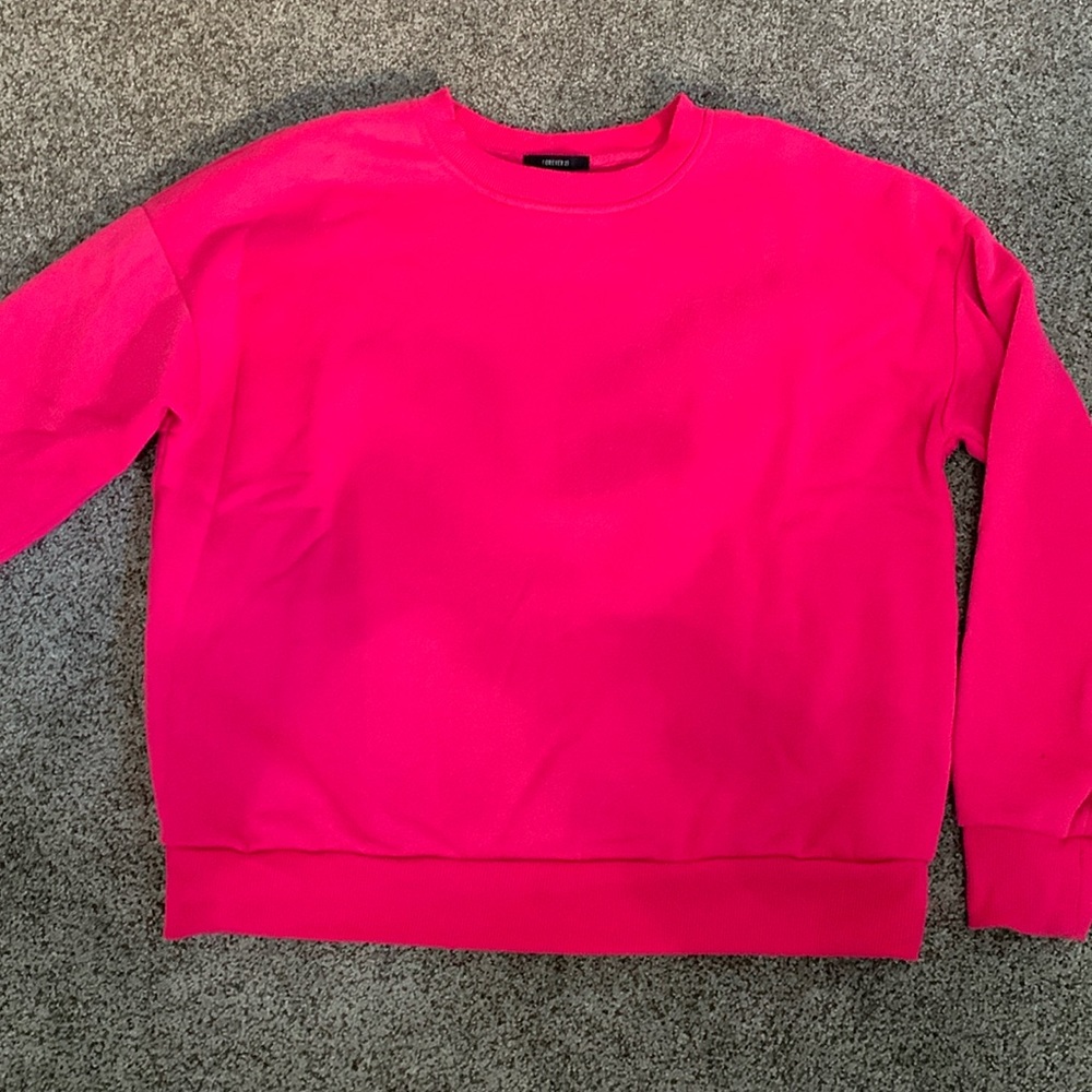 pink crew neck jacket